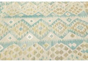 Tappeto Kilim Geometrico Verde Menta Azzurro Petrolio 122x170 Cm