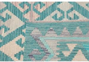 Tappeto Kilim Geometrico Turchese Beige 100x152 Cm