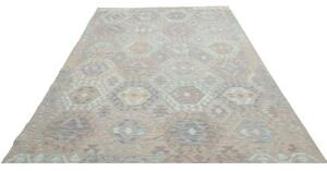 Tappeto Kilim Geometrico Grigio Tortora Celeste 204x298 Cm