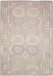Tappeto Kilim Geometrico Grigio Tortora Avorio 206x288 Cm