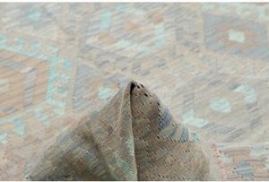 Tappeto Kilim Geometrico Grigio Tortora Celeste 204x298 Cm