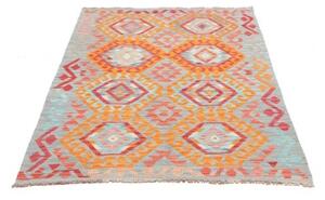 Tappeto Kilim Geometrico Azzurro Arancione 108x163 Cm
