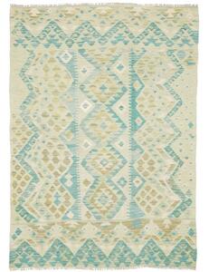 Tappeto Kilim Geometrico Verde Menta Azzurro Petrolio 122x170 Cm