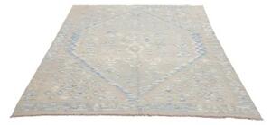 Tappeto Kilim Stilizzato Grigio Chiaro Azzurro 160x198 Cm