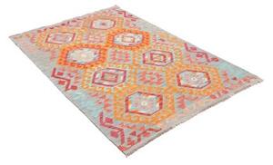 Tappeto Kilim Geometrico Azzurro Arancione 108x163 Cm