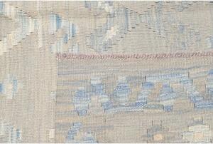 Tappeto Kilim Stilizzato Grigio Chiaro Azzurro 160x198 Cm