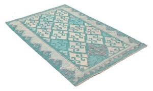 Tappeto Kilim Geometrico Turchese Beige 100x152 Cm