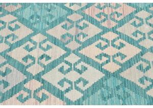 Tappeto Kilim Geometrico Turchese Beige 100x152 Cm