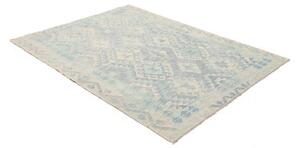 Tappeto Kilim Geometrico Azzurro Avorio 153x197 Cm
