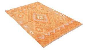 Tappeto Kilim Geometrico Arancione Avorio 104x151 Cm
