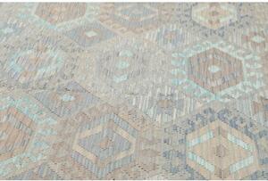 Tappeto Kilim Geometrico Grigio Tortora Celeste 204x298 Cm