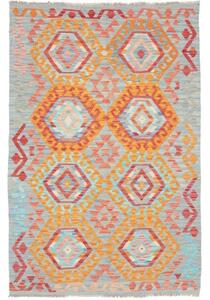 Tappeto Kilim Geometrico Azzurro Arancione 108x163 Cm