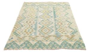 Tappeto Kilim Geometrico Verde Menta Azzurro Petrolio 122x170 Cm