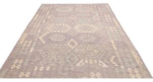 Tappeto Kilim Geometrico Grigio Tortora Avorio 206x288 Cm