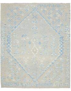 Tappeto Kilim Stilizzato Grigio Chiaro Azzurro 160x198 Cm