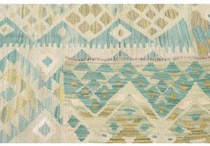 Tappeto Kilim Geometrico Verde Menta Azzurro Petrolio 122x170 Cm