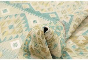Tappeto Kilim Geometrico Verde Menta Azzurro Petrolio 122x170 Cm