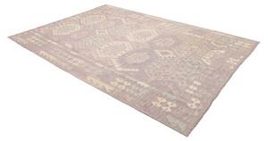 Tappeto Kilim Geometrico Grigio Tortora Avorio 206x288 Cm
