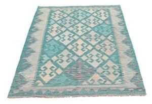 Tappeto Kilim Geometrico Turchese Beige 100x152 Cm