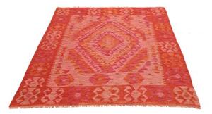 Tappeto Kilim Geometrico Rosso Arancione 130x170 Cm