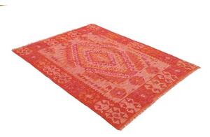 Tappeto Kilim Geometrico Rosso Arancione 130x170 Cm