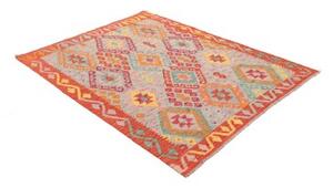 Tappeto Kilim Stilizzato Rosso Mattone Multicolore 129x168 Cm