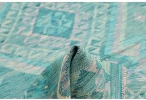Tappeto Kilim Geometrico Verde Acqua Celeste 148x195 Cm
