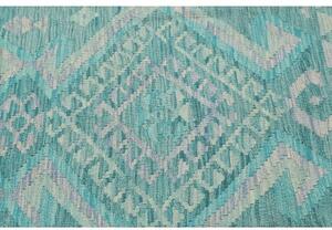 Tappeto Kilim Geometrico Verde Acqua Celeste 148x195 Cm