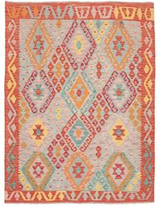Tappeto Kilim Stilizzato Rosso Mattone Multicolore 129x168 Cm