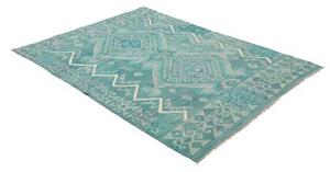 Tappeto Kilim Geometrico Verde Acqua Celeste 148x195 Cm