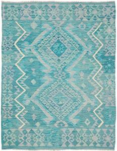 Tappeto Kilim Geometrico Verde Acqua Celeste 148x195 Cm