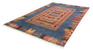 Tappeto Gabbeh Nova Geometrico Blu Ruggine 206x295 Cm