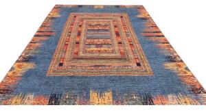 Tappeto Gabbeh Nova Geometrico Blu Ruggine 206x295 Cm