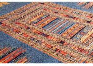 Tappeto Gabbeh Nova Geometrico Blu Ruggine 206x295 Cm