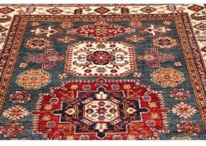 Tappeto Kazak Fine Geometrico Blu Petrolio Beige 150x219 Cm