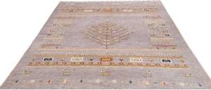 Tappeto Gabbeh Nova Geometrico Grigio Lavanda Multicolore 208x262 Cm
