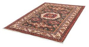 Tappeto Kazak Fine Stilizzato Blu Petrolio Rosso 153x191 Cm