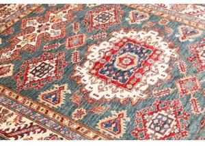 Tappeto Kazak Fine Stilizzato Blu Petrolio Rosso 153x191 Cm