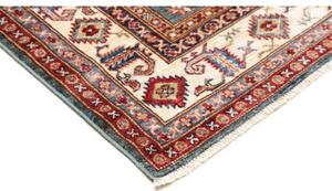 Tappeto Kazak Fine Geometrico Blu Petrolio Beige 150x219 Cm