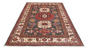 Tappeto Kazak Fine Geometrico Blu Petrolio Beige 150x219 Cm