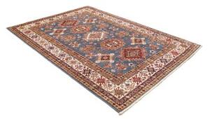 Tappeto Kazak Fine Geometrico Blu Beige 173x237 Cm