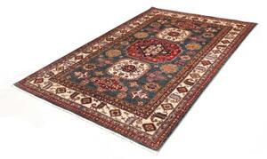 Tappeto Kazak Fine Geometrico Blu Petrolio Beige 150x219 Cm