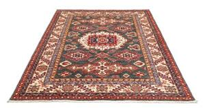 Tappeto Kazak Fine Stilizzato Blu Petrolio Rosso 153x191 Cm