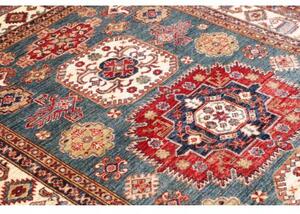 Tappeto Kazak Fine Geometrico Blu Petrolio Beige 150x219 Cm