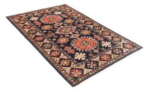 Tappeto Kazak Fine Geometrico Blu Scuro Rosso 129x187 Cm
