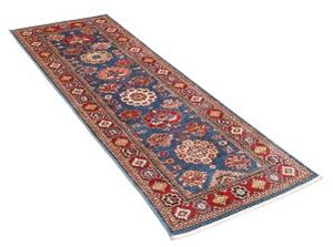 Tappeto Kazak Fine Stilizzato Blu Rosso Mattone Corsia 76x202 Cm