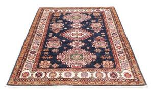 Tappeto Kazak Fine Stilizzato Blu Scuro Avorio 127x182 Cm