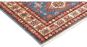 Tappeto Kazak Fine Geometrico Blu Rosso Ruggine Corsia 83x245 Cm