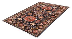 Tappeto Kazak Fine Geometrico Blu Scuro Rosso 129x187 Cm