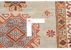 Tappeto Kazak Fine Stilizzato Azzurro Rosso Mattone Corsia 75x218 Cm